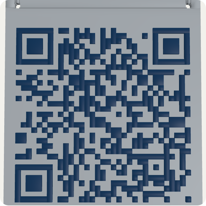 Vista previa digital de una placa de pared con QR de WiFi, con dos puntos de anclaje